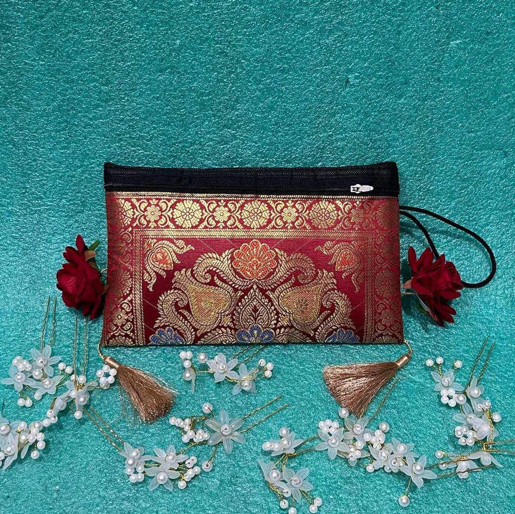 Maroon Exclusive Handmade Banarasi Women Wallets