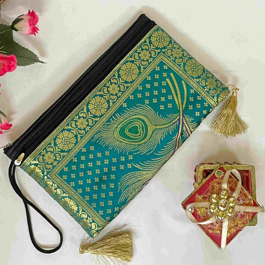 Bottle Green Exclusive Handmade Banarasi Women Wallets