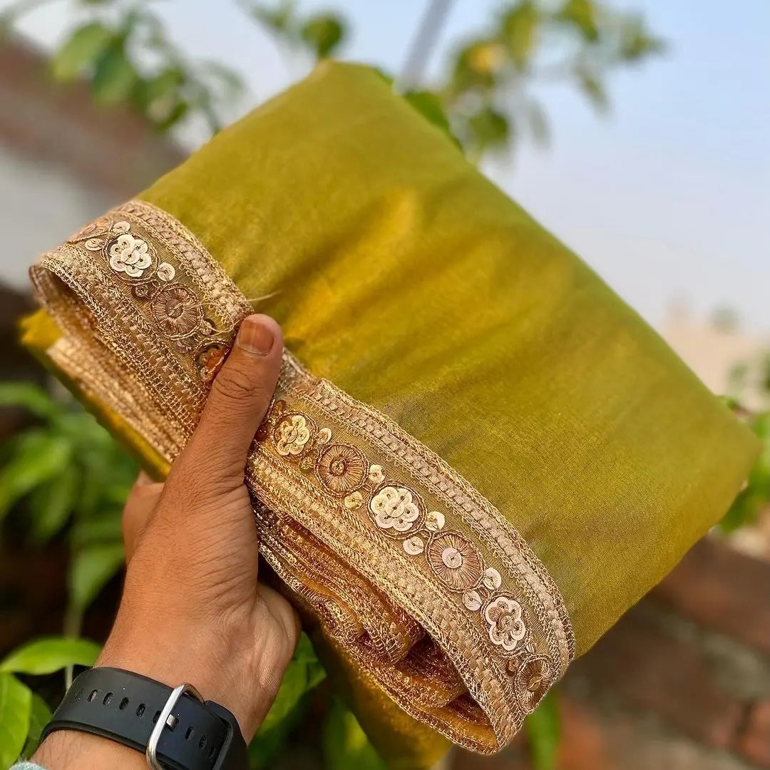 Shivathimika inspired green Shade Tissue Silk Saree