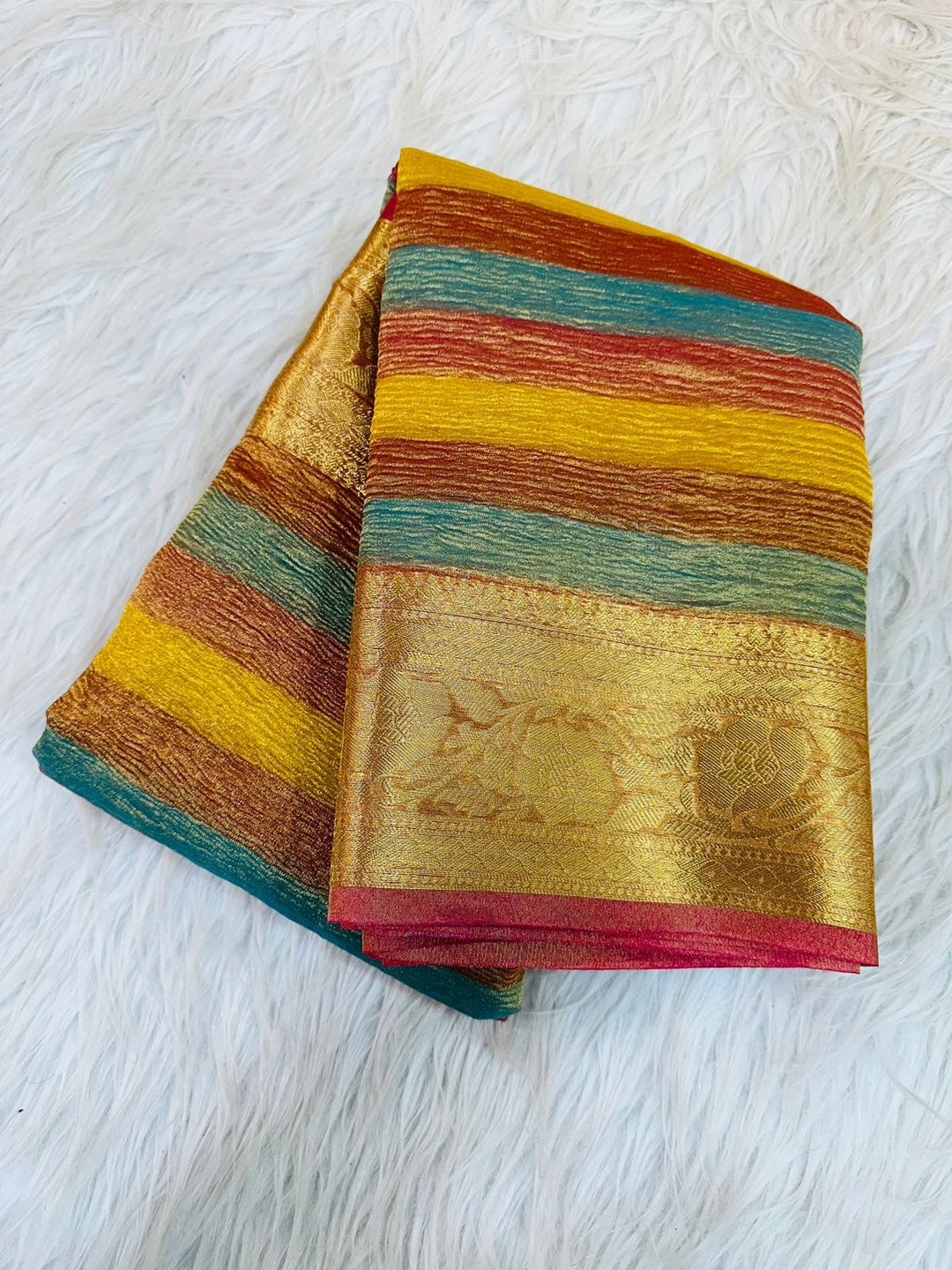 Manish Malhotra Inspired Candy Crush Tissue Saree In Multi Color