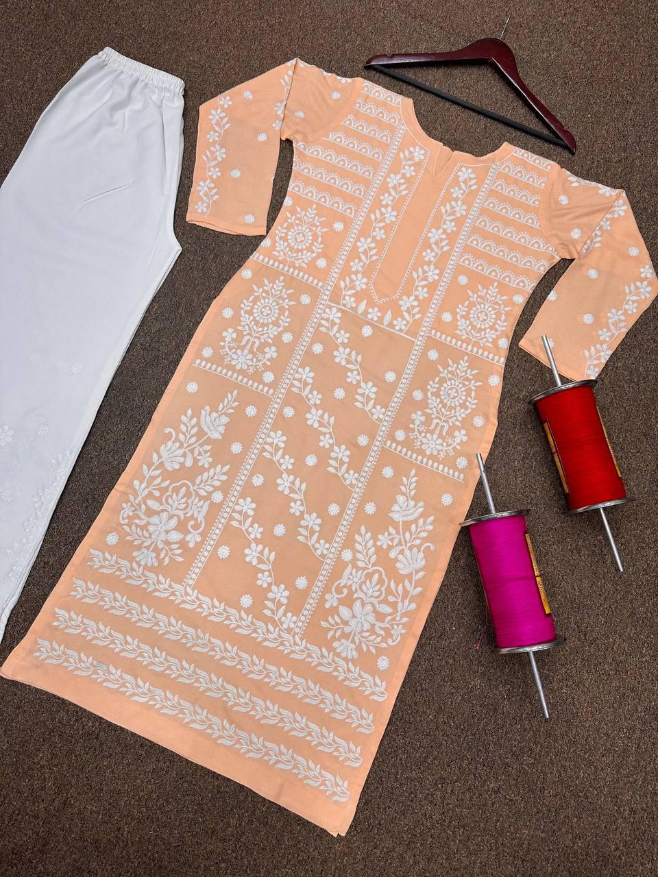 Aamna Sharif inspired premium Chikankari kurti