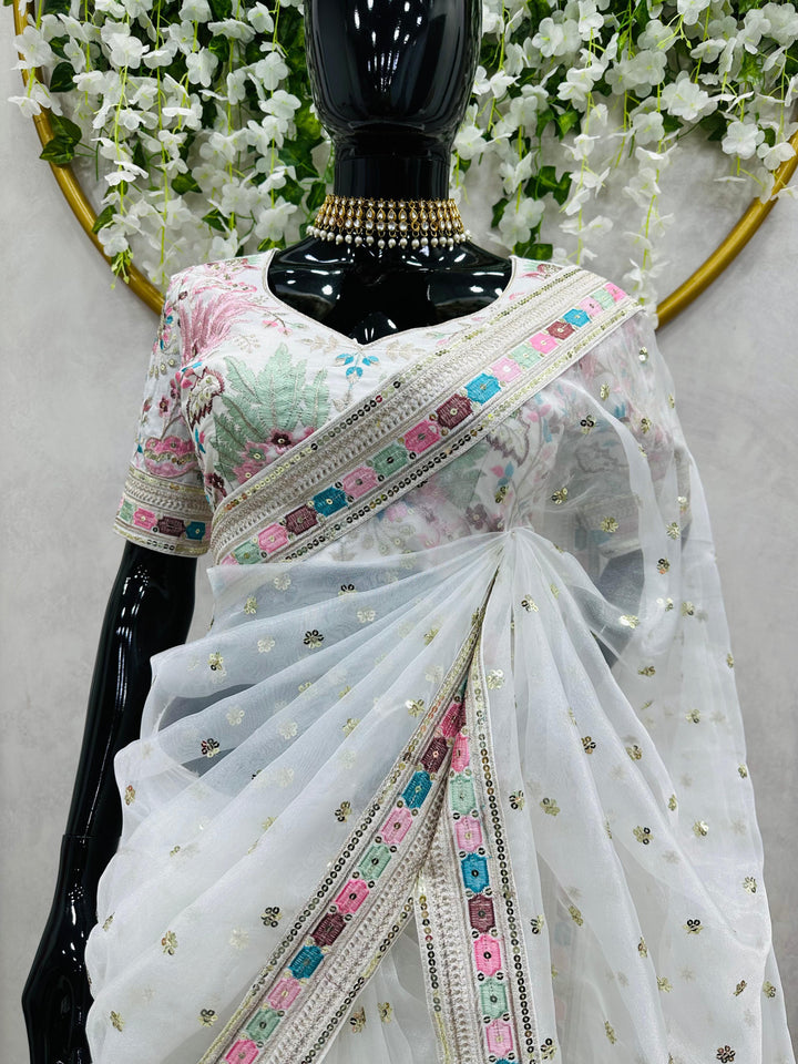 Pearl White Shade Manish Malhotra Inspired Saree