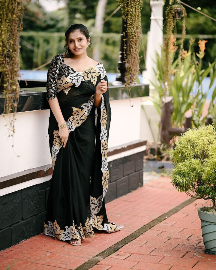 Sabyasachi inspired georgette silk fabric with handowork