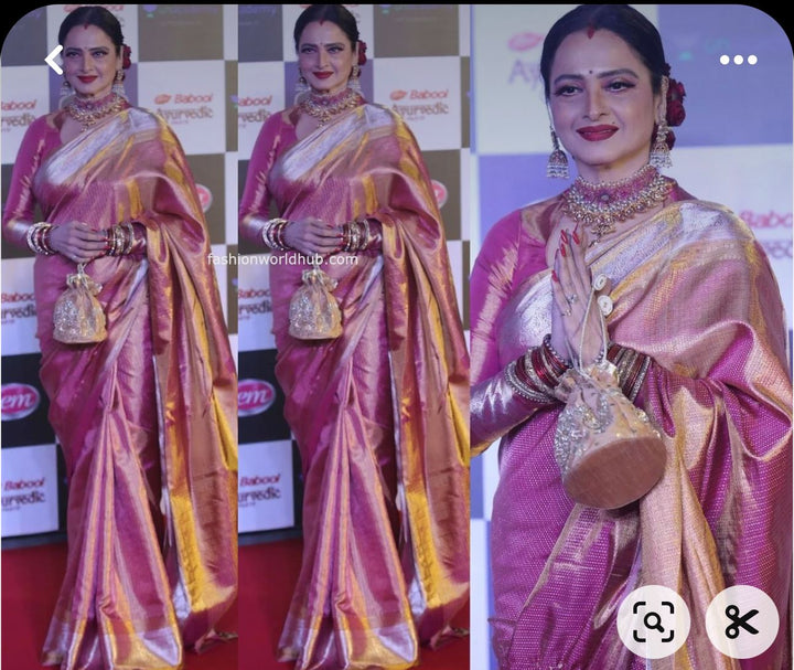 Rekha mam Inspired Kanjivaram Tissue Silk Saree