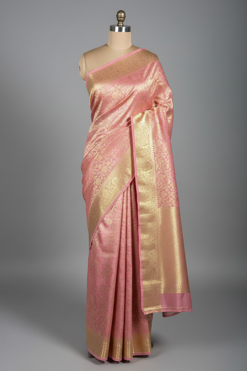Premium Banarasi kanjivaram tissue silk saree with rich pallu and blouse