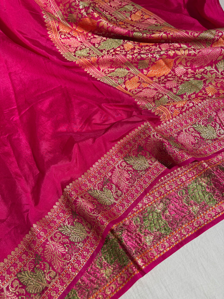 Rani Banarasi Georgette Silk Saree with Rich Pallu and Blouse
