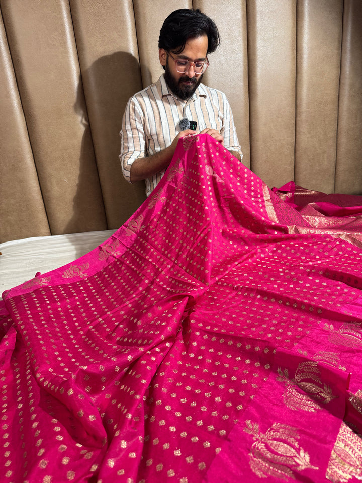 Rani Banarasi Georgette Silk Saree with Rich Pallu and Blouse