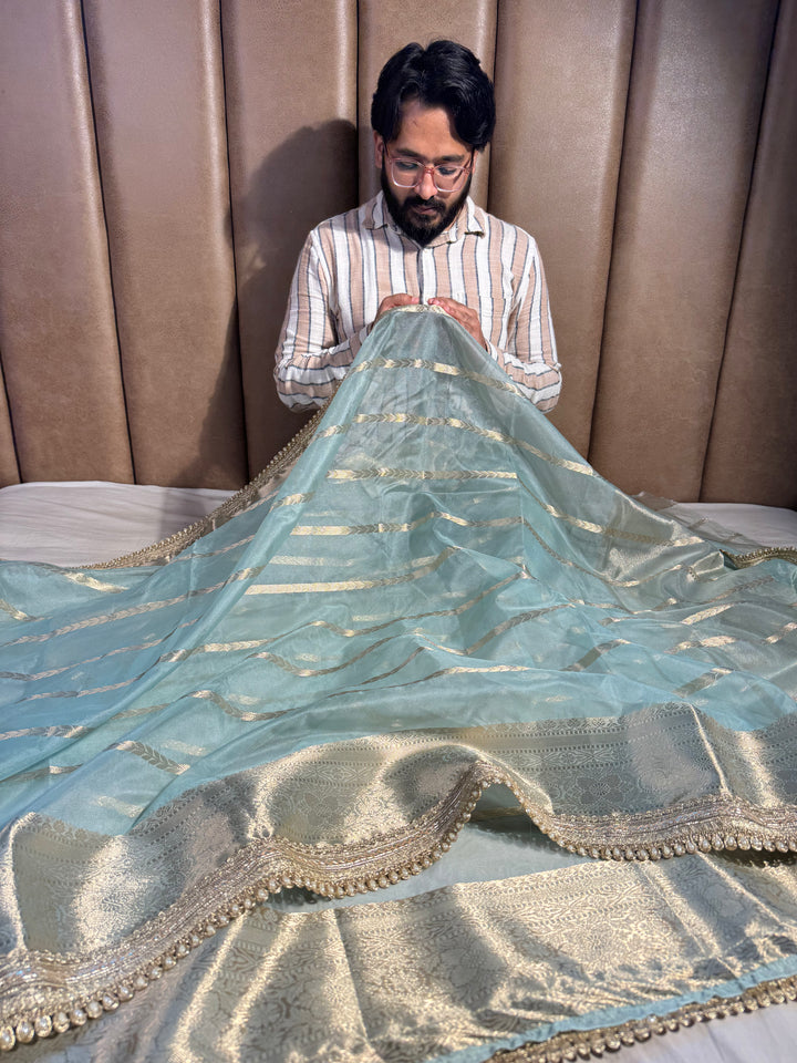 Best seller banarasi organza silk saree with premium lace work