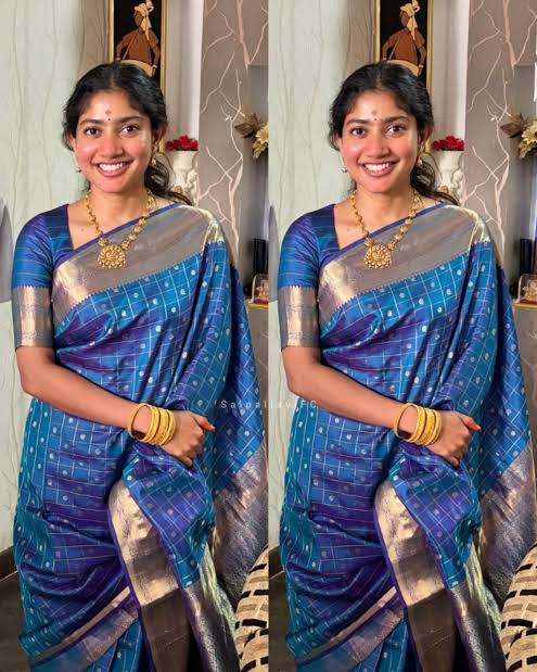 Never Seen Before Dual Shade Katan Silk Saree with Rich Pallu and blouse