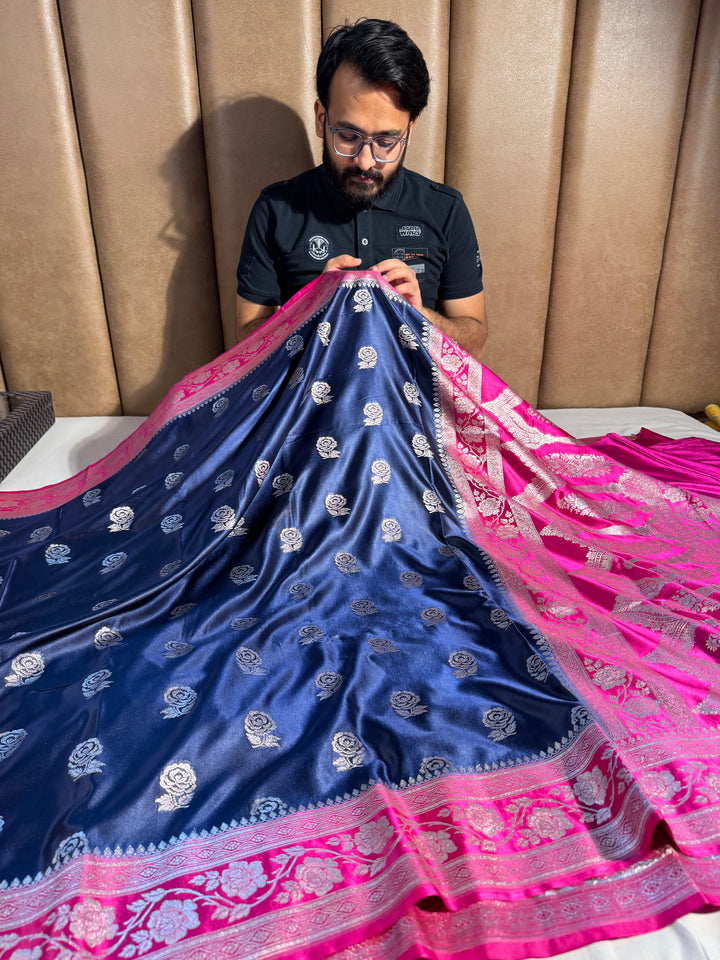 Light Cream Mashru Katan Silk Banarasi Saree