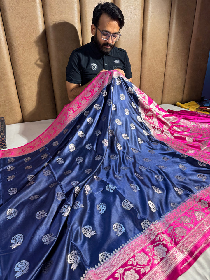 Light Cream Mashru Katan Silk Banarasi Saree