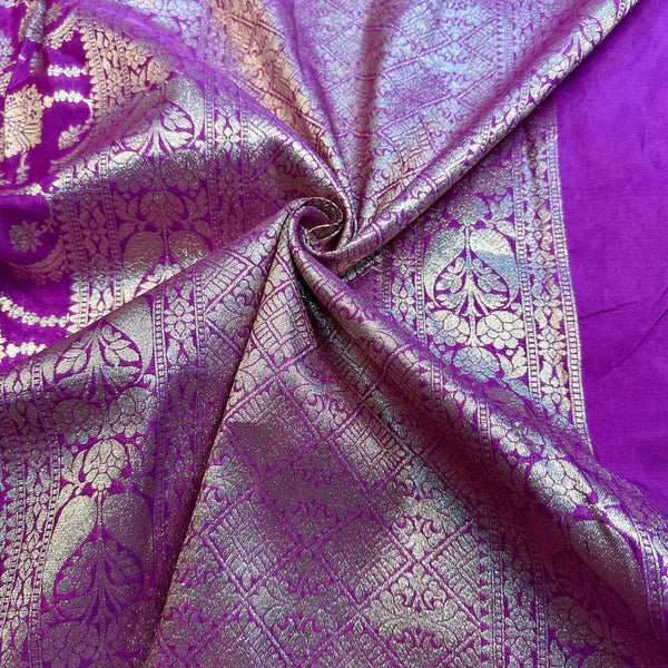 Floral Violet Georgette Katan Silk