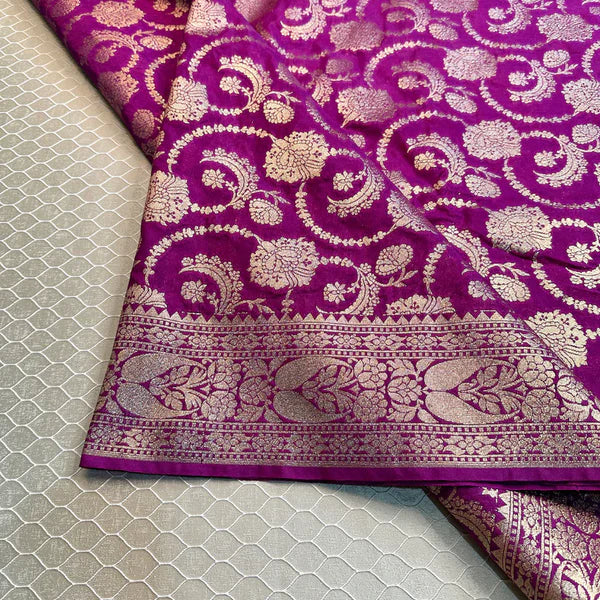 Floral Violet Georgette Katan Silk