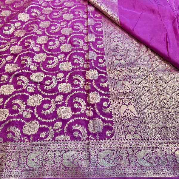 Floral Violet Georgette Katan Silk