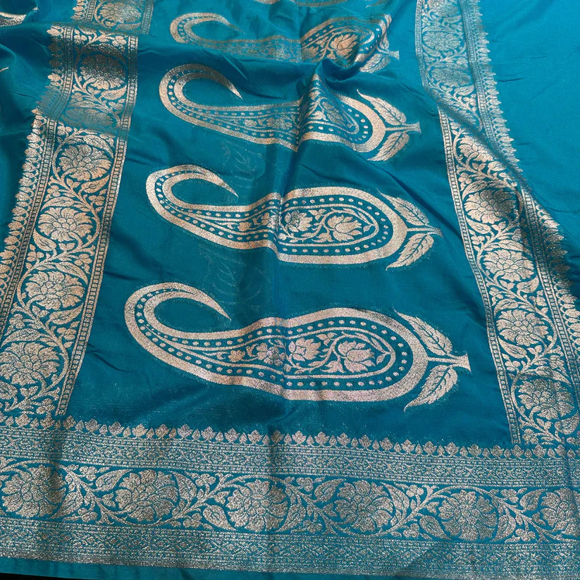 Sky Blue Exclusive Katan Silk Saree