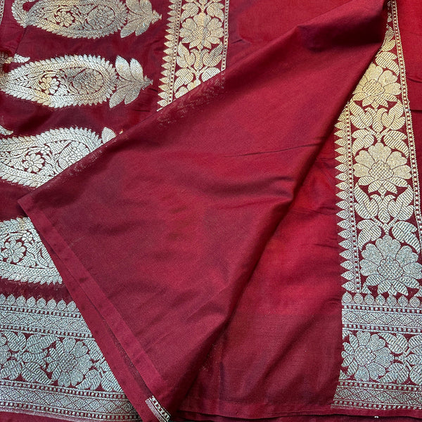 Bright Red Shade Georgette Katan Silk Saree