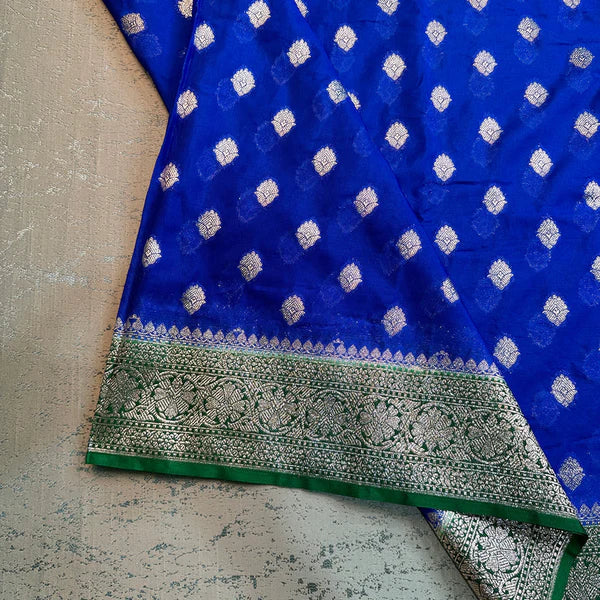 Royal Blue Shade Georgette Katan Silk Saree