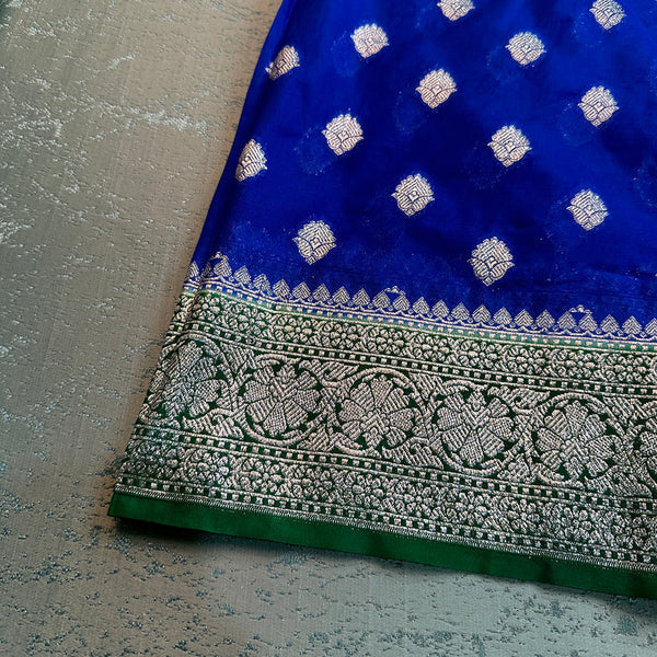 Royal Blue Shade Georgette Katan Silk Saree