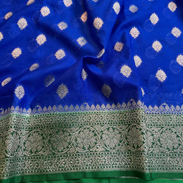 Royal Blue Shade Georgette Katan Silk Saree