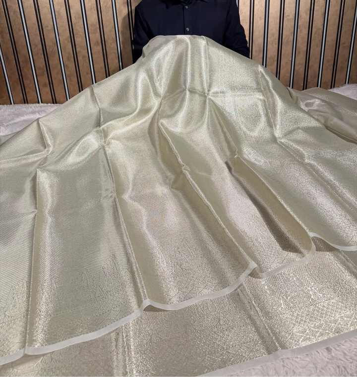 Ivory Tissue Brocade Banarasi Saree