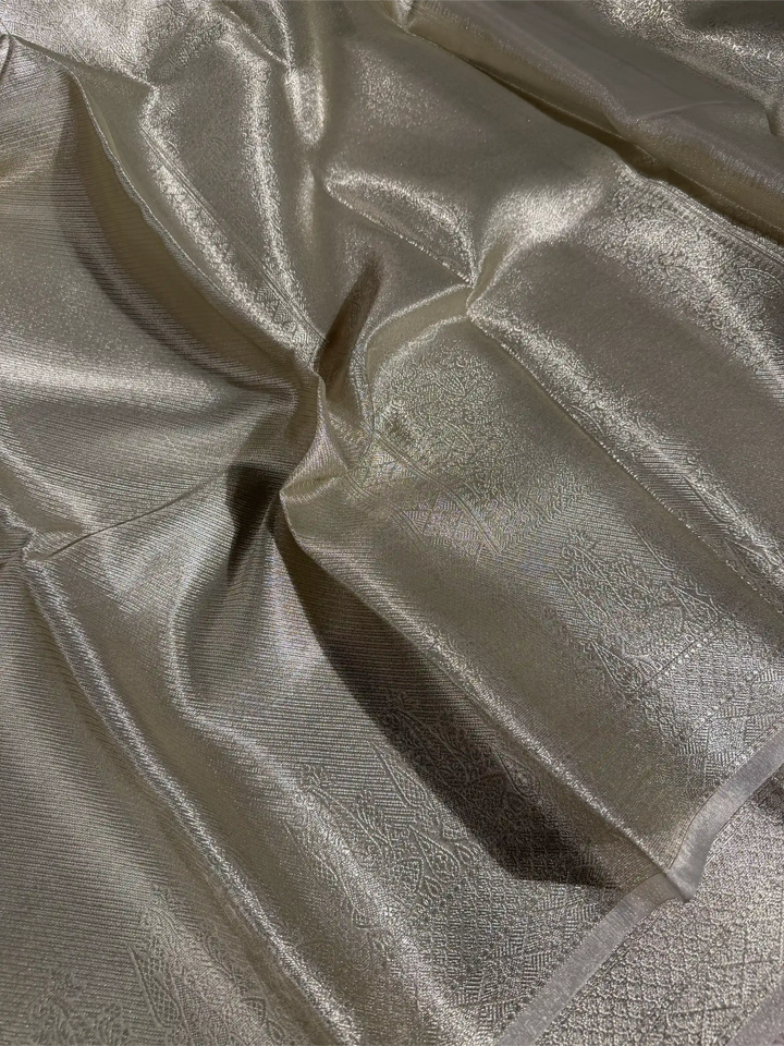 Ivory Tissue Brocade Banarasi Saree