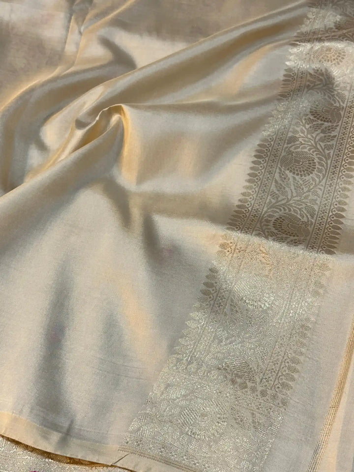 Ivory Pure Katan Silk Banarasi Saree
