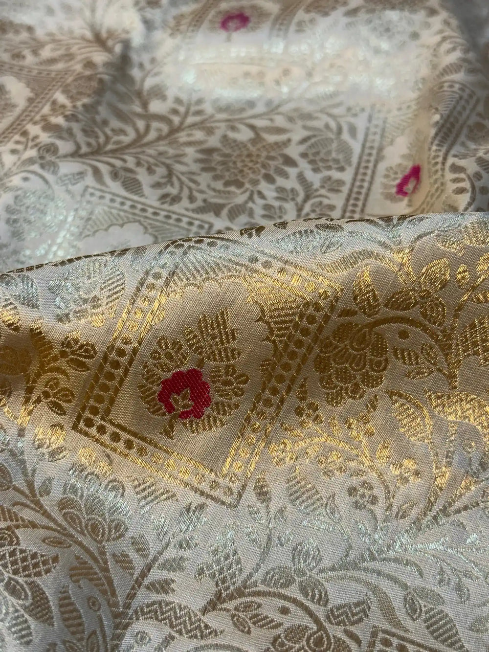 Ivory Pure Katan Silk Banarasi Saree