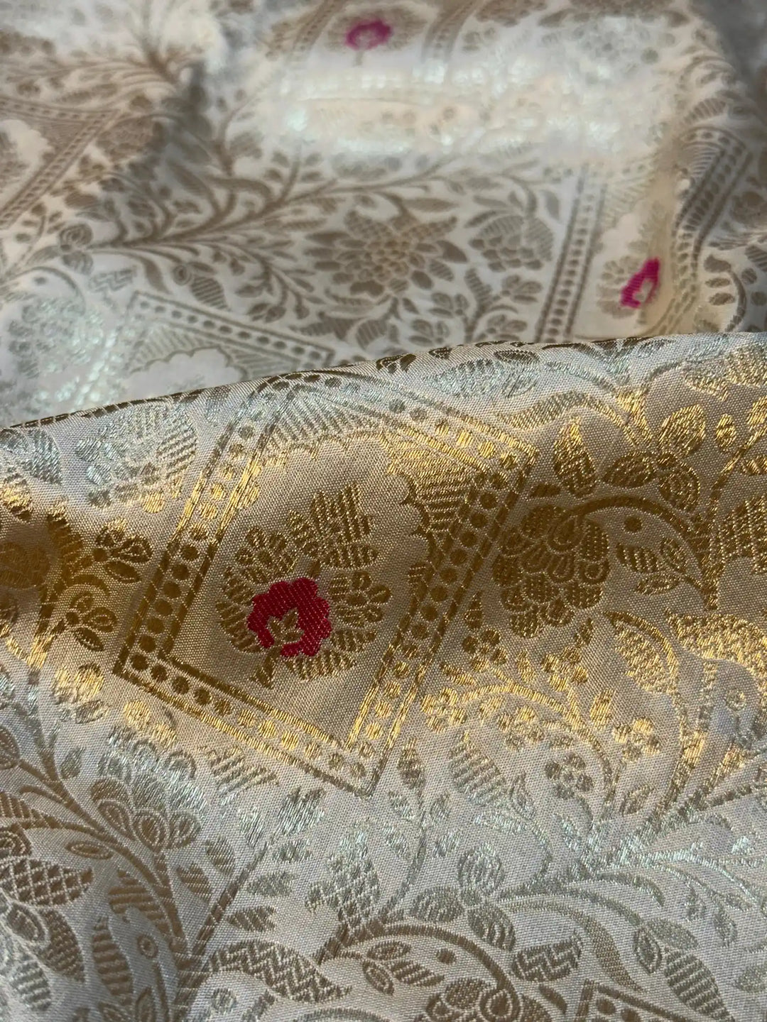 Ivory Pure Katan Silk Banarasi Saree