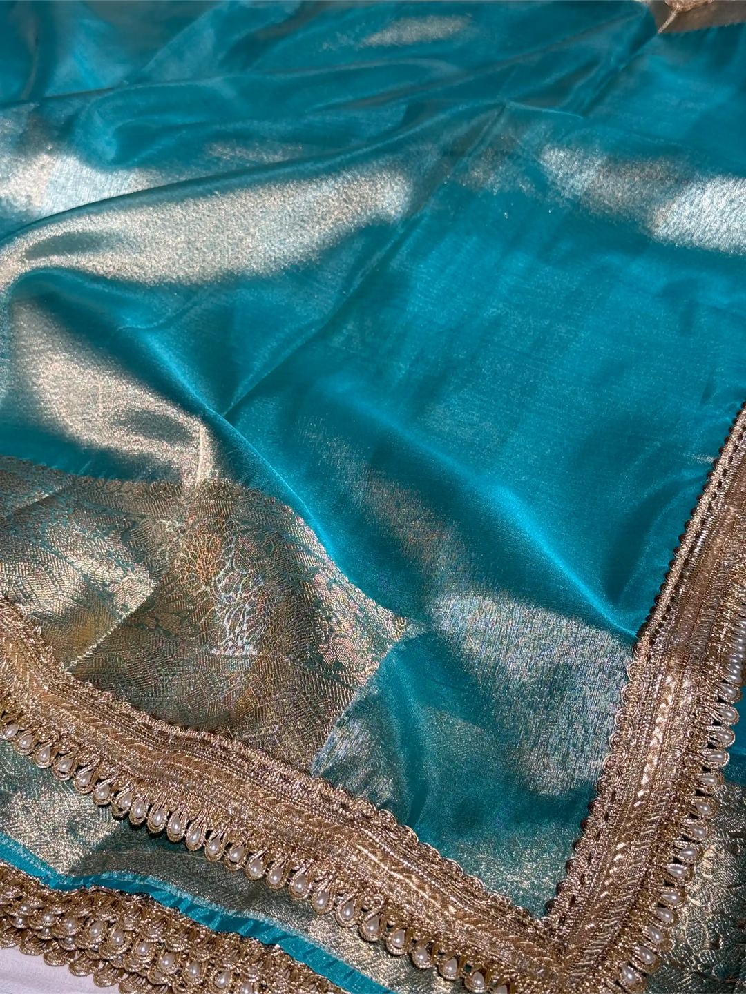 Jahnvi Kapoor Inspired Sea Green Tissue Designer Saree