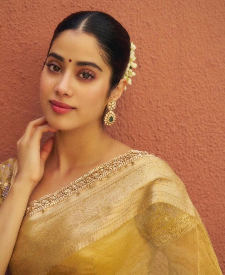 Janhvi Kappor In beautiful Tissue Silk Saree