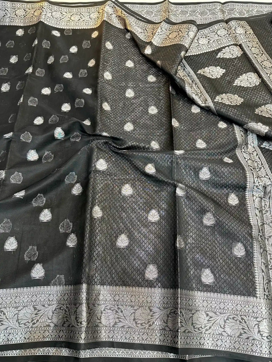 Black Soft Silk Khaddi Buti Banarasi Saree
