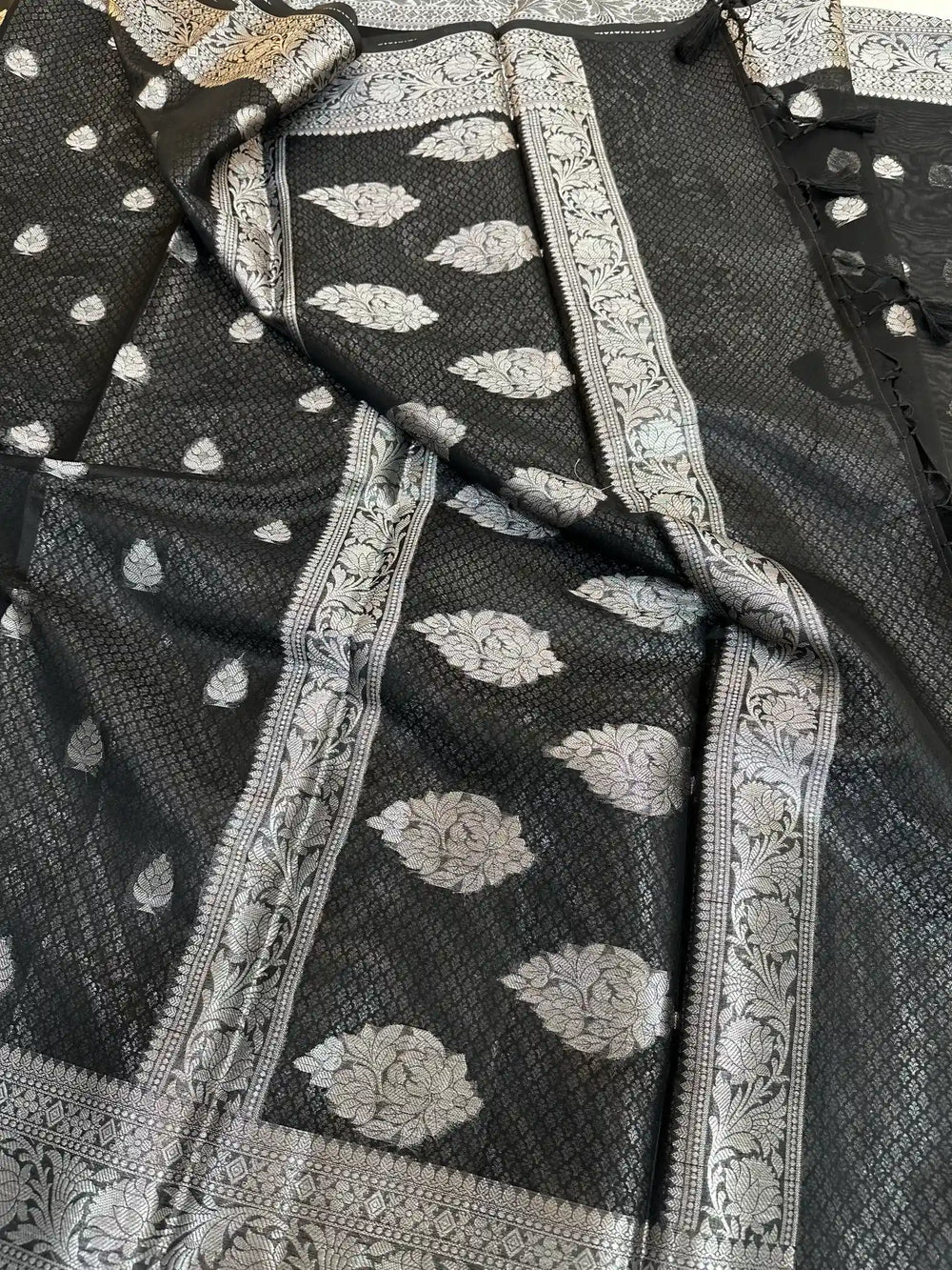 Black Soft Silk Khaddi Buti Banarasi Saree