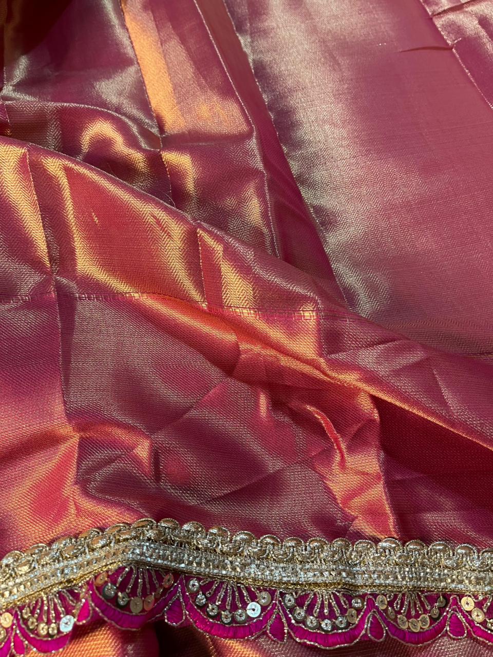 Dual Shaded Kanjivaram Tissue Silk Designer Saree