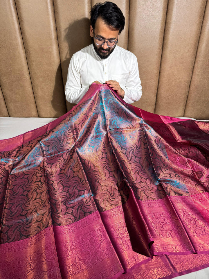 Kanchipuram tissue silk saree with rich pallu