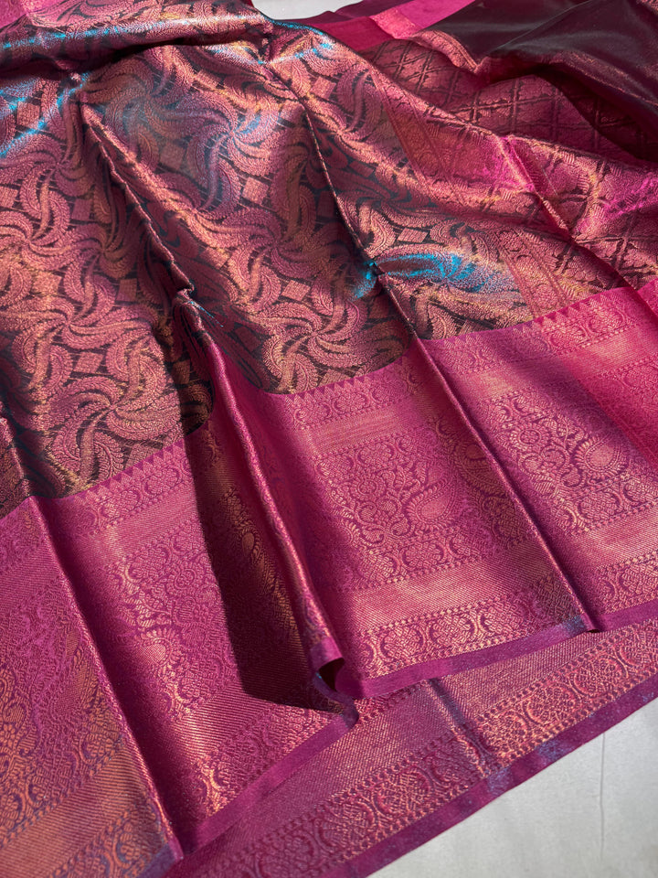 Kanchipuram tissue silk saree with rich pallu