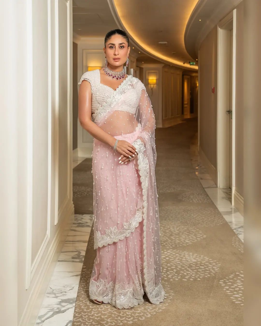 Kareena Kapoor Inspired Premium Organza Pearl Saree