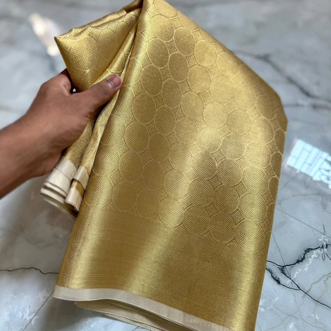 Keerthy Suresh Premium Gold Kanjivaram Tissue Silk Saree