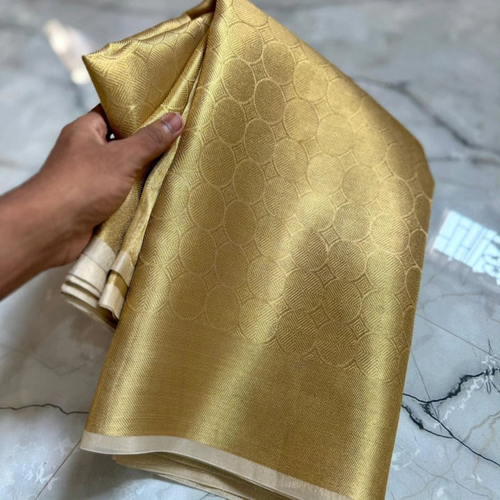 Keerthy Suresh Premium Gold Kanjivaram Tissue Silk Saree