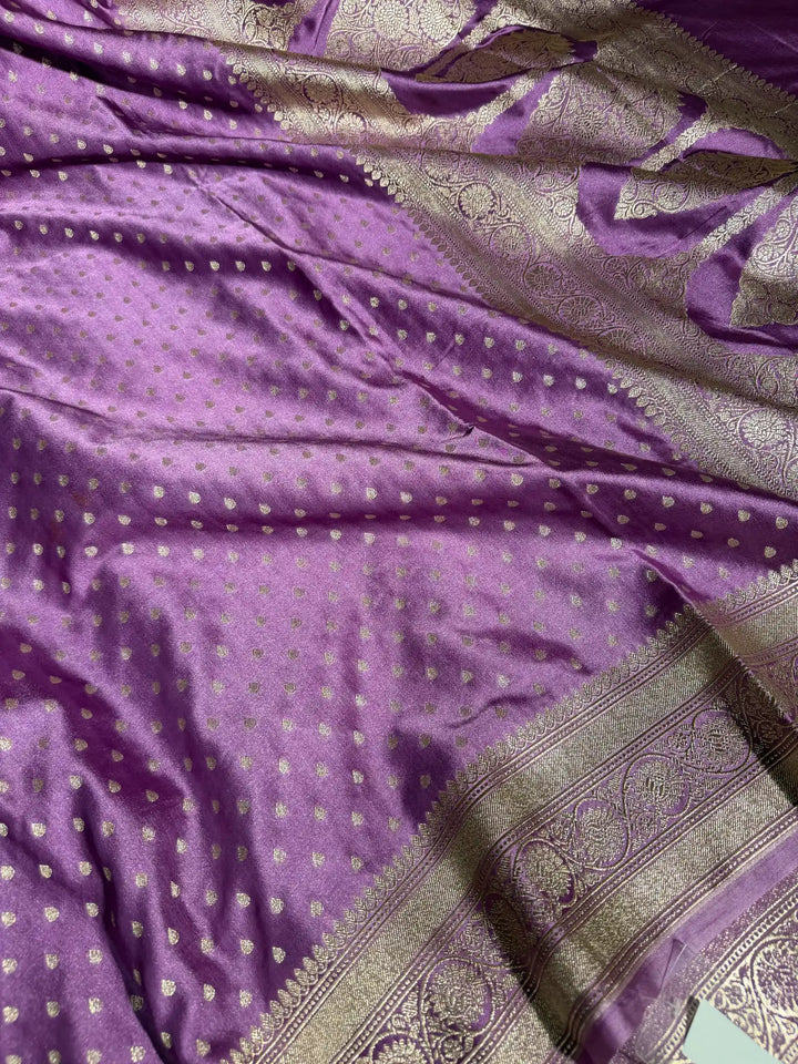 Lavender Eccentric Mashru Katan Silk Banarasi Saree