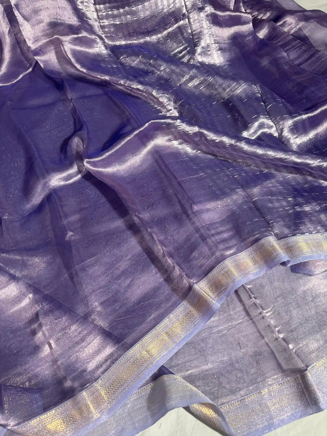 Lavender Pure Tissue Silk Banarasi Saree