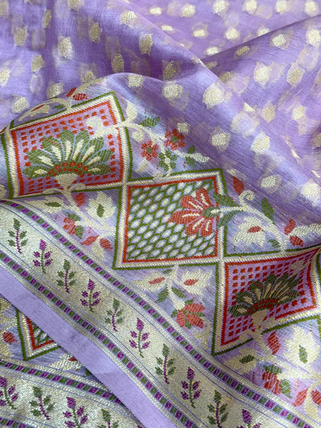 Lavender Pure Tussar Silk Banarasi Saree