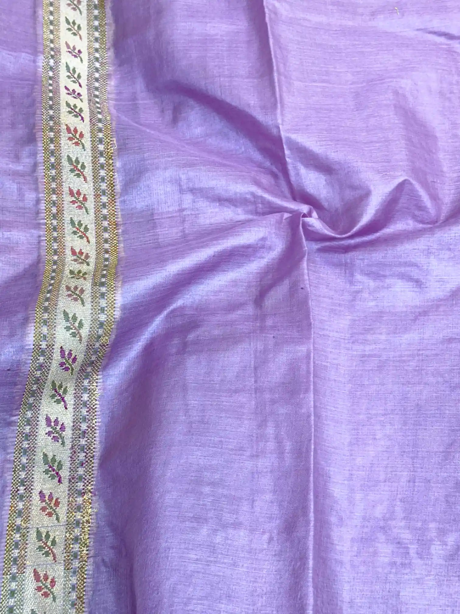 Lavender Pure Tussar Silk Banarasi Saree