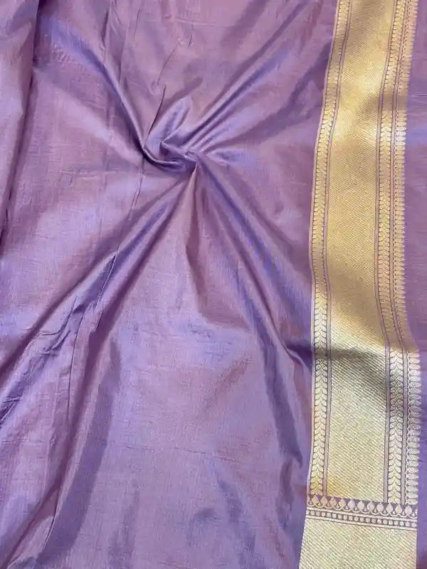 Lavender Zari Buta Weave Pure Katan Silk Saree