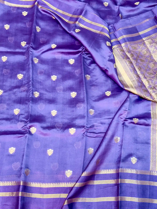 Lavender Pure Raw Mango Silk Banarasi Saree