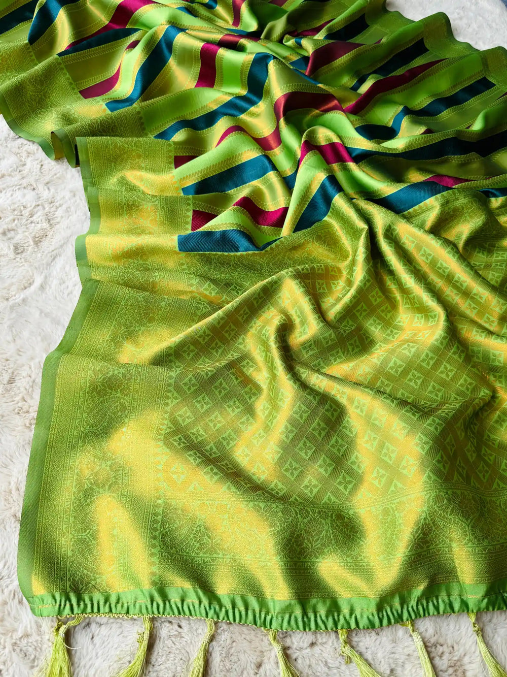 Lemon Green Soft Kanjivaram Silk Saree