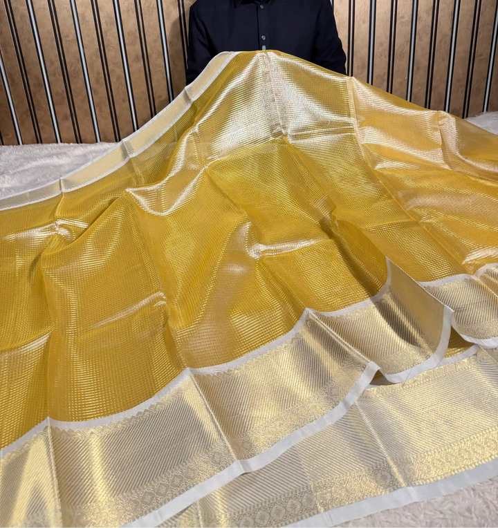 Light Cream Brocade Kanjivaram Tissue Saree