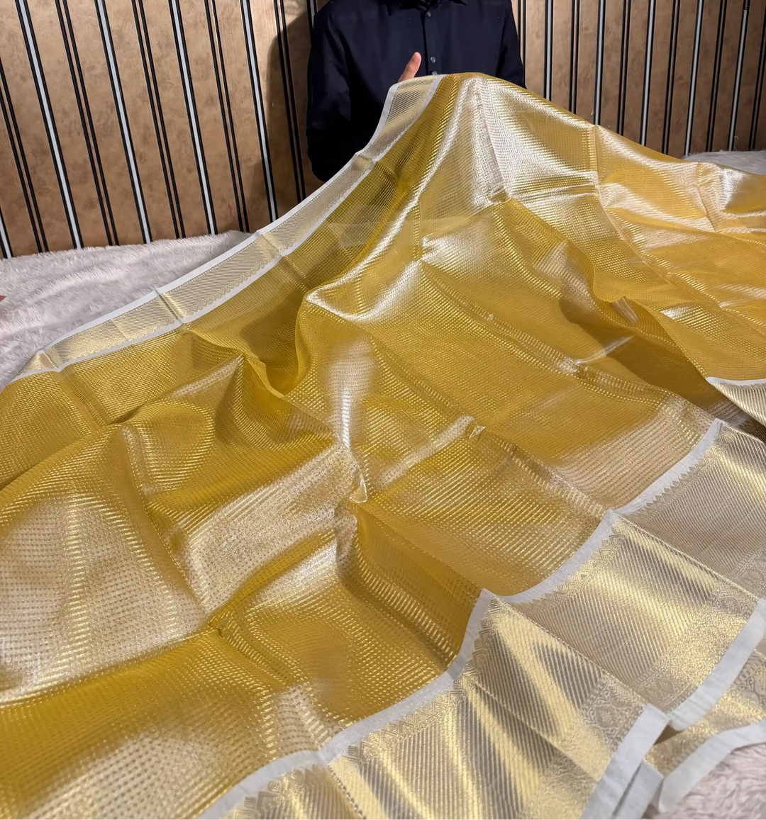 Light Cream Brocade Kanjivaram Tissue Saree