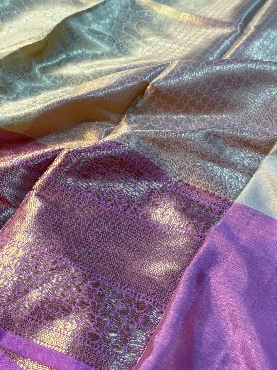 Light Cream Softsilk Kanjivaram Embossed Weave Banarasi Saree