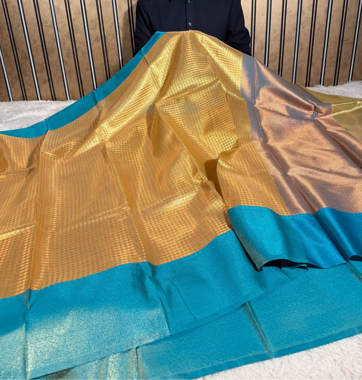 Light Gold Brocade Tissue Jacquard Saree