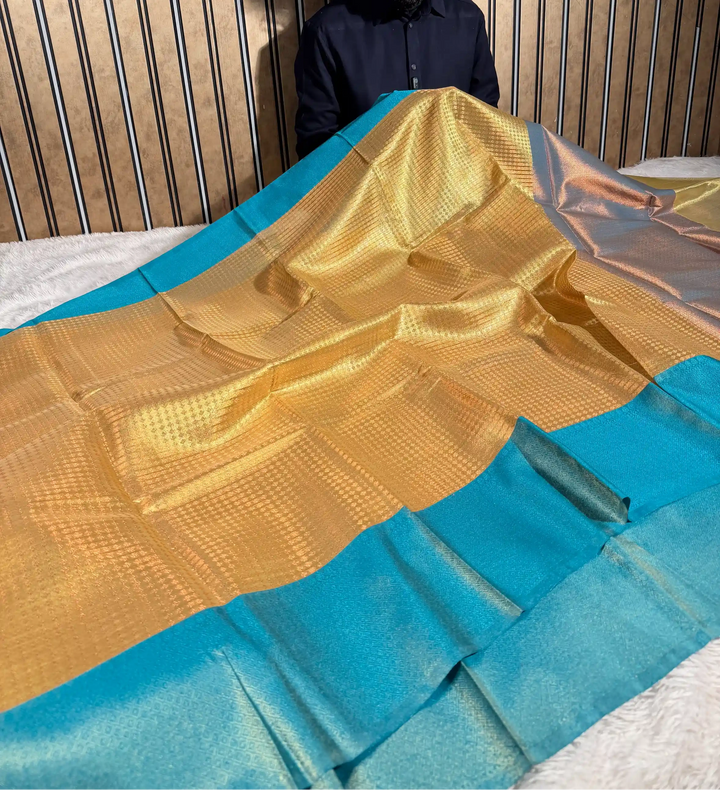 Light Gold Brocade Tissue Jacquard Saree